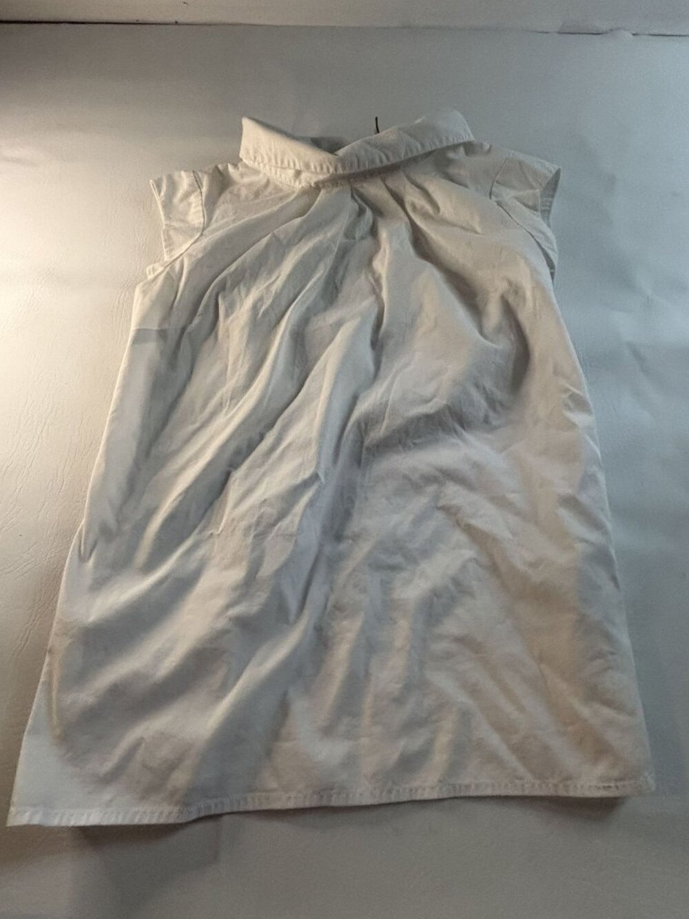 Laundry By Shelli Segal White Sleeveless Collared Blouse Size 4 Nylon-Cotto